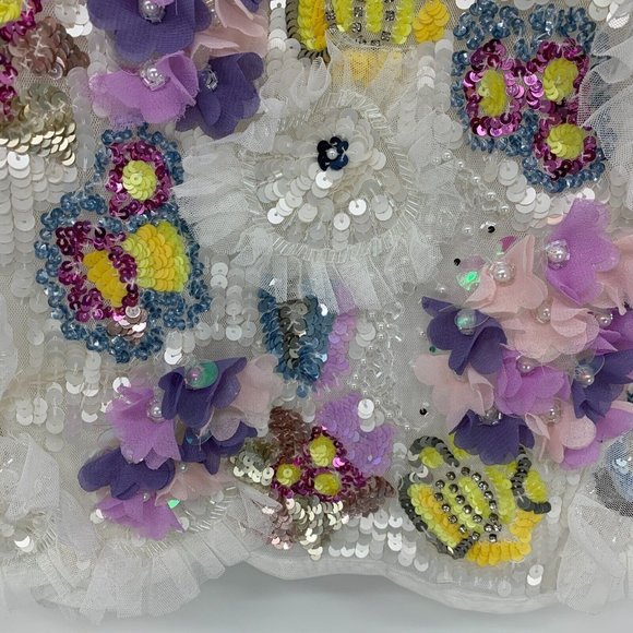 Mac Duggal Dress 93628 Sequined Embellished White Floral Mini - Picture 8 of 13